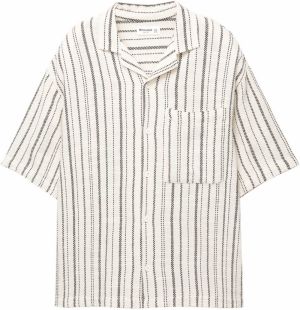 Pull&Bear Košeľa  čierna / biela