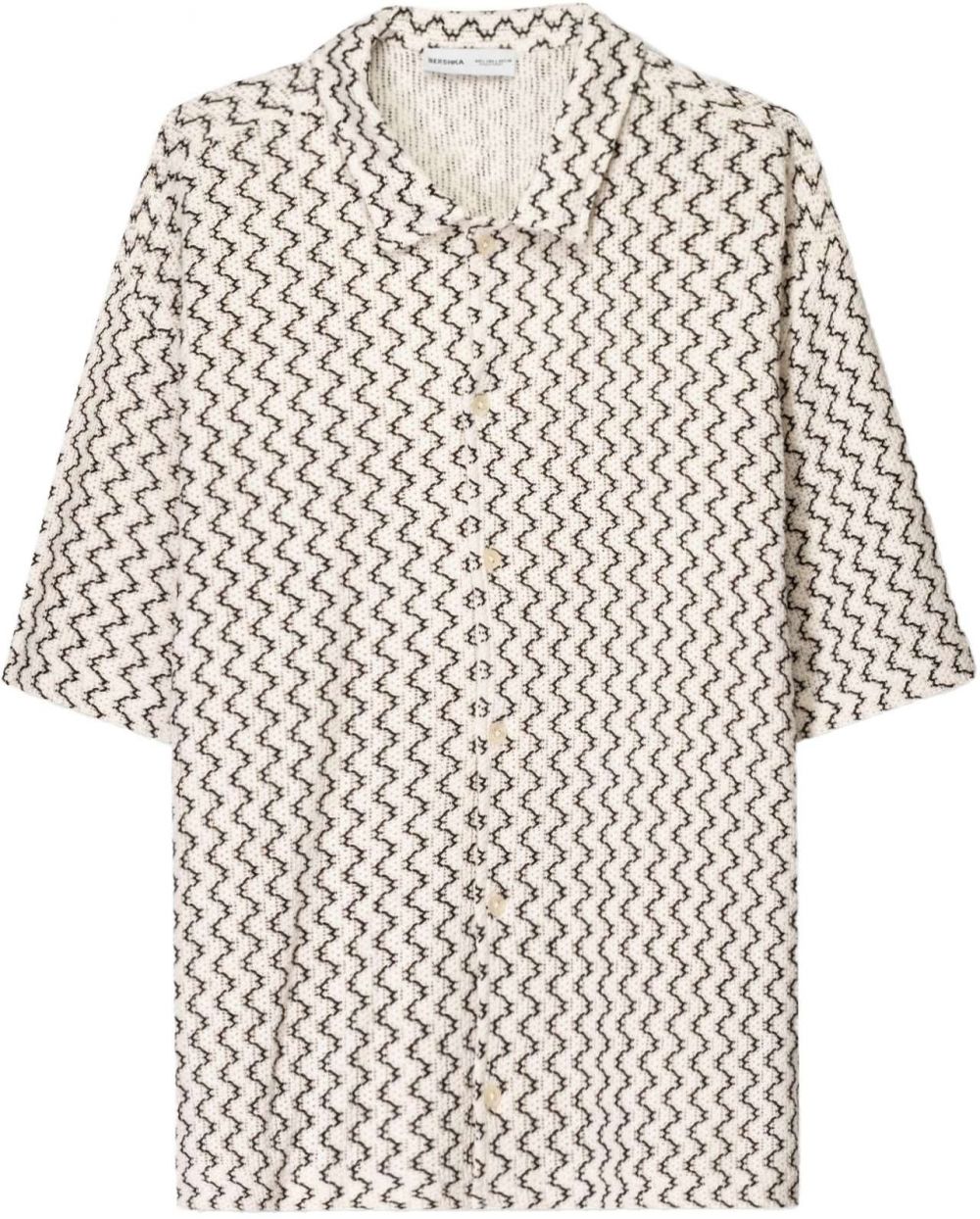 Bershka Košeľa  nebielená / čierna