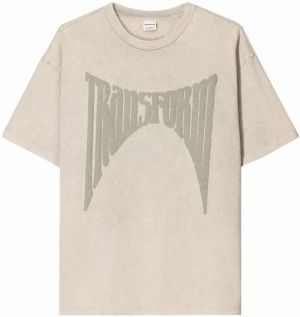 Bershka Tričko  sivobéžová / tmavosivá
