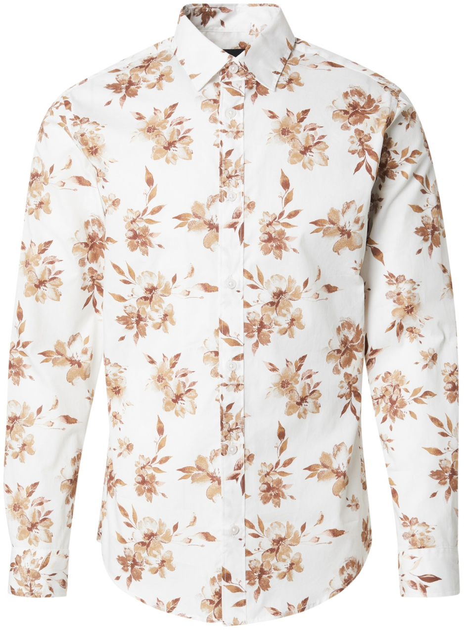 Jack & Jones Premium Košeľa 'JPRBLamonaco'  gaštanová / mokka / biela