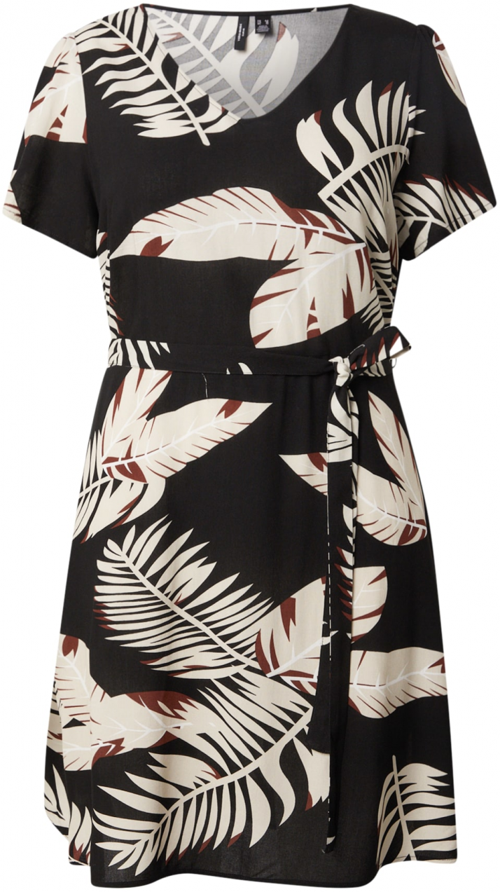 Vero Moda Curve Šaty 'VMCEASY JOY'  krémová / tmavohnedá / čierna