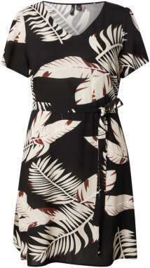 Vero Moda Curve Šaty 'VMCEASY JOY'  krémová / tmavohnedá / čierna