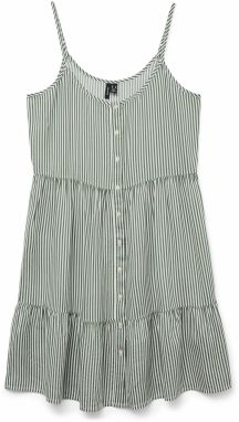 VERO MODA Šaty 'VMBumpy'  tmavozelená / biela