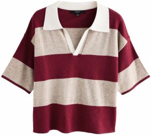 Next Sveter 'gestrickt'  béžová / vínovo červená / biela