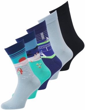 JACK & JONES Ponožky  námornícka modrá / tyrkysová / svetlomodrá / tmavomodrá
