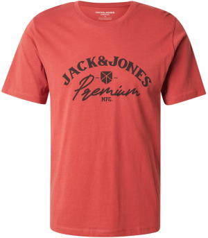 Jack & Jones Premium Tričko 'JPRBLUROBAR'  hrdzavo červená / čierna
