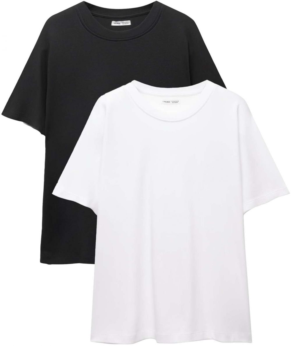 Pull&Bear Tričko  čierna / biela