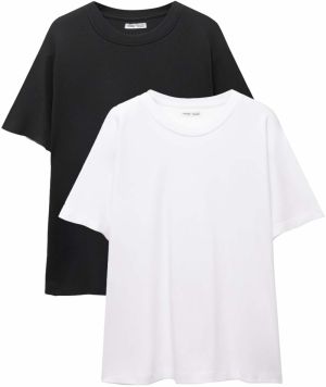 Pull&Bear Tričko  čierna / biela
