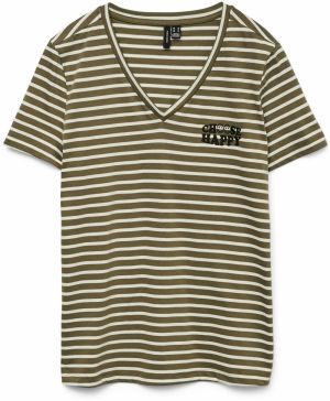 VERO MODA Tričko  olivová / čierna / biela