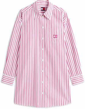 Tommy Jeans Košeľové šaty  ružová / biela