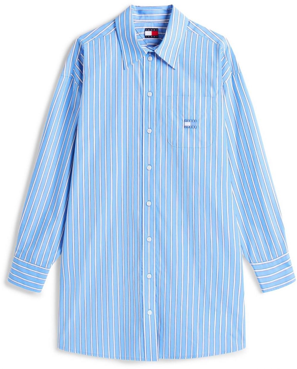 Tommy Jeans Košeľové šaty  modrá / biela