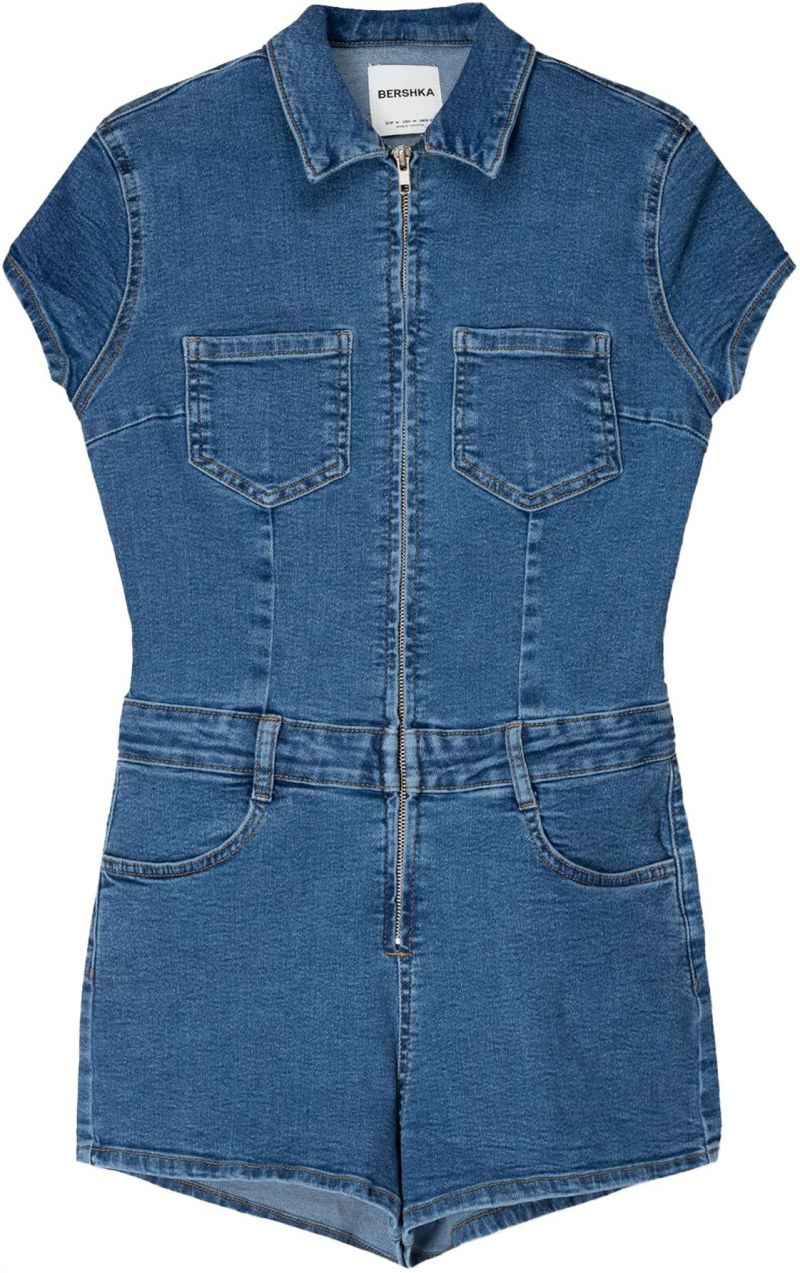 Bershka Overal  modrá denim