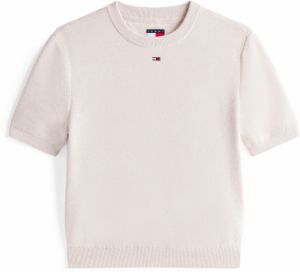 Tommy Jeans Sveter 'ESSENTIAL'  svetlobéžová / námornícka modrá / červená / biela