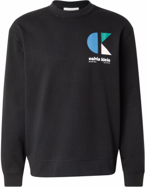 Calvin Klein Jeans Mikina  svetlomodrá / trstinová / čierna / biela