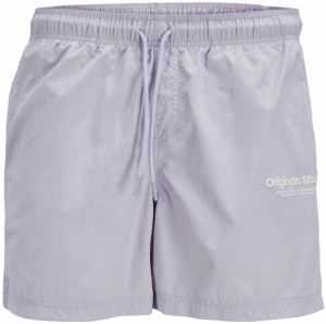 JACK & JONES Plavecké šortky 'JPSTNaxos'  svetlofialová / šedobiela