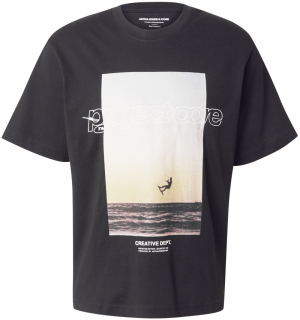 JACK & JONES Tričko 'JCOUNION'  piesková / svetlozelená / čierna / biela