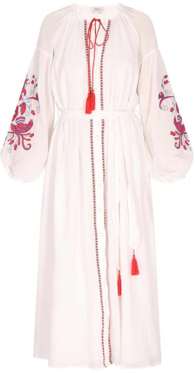 usha FESTIVAL Košeľové šaty  modrá / ohnivo červená / čierna / biela