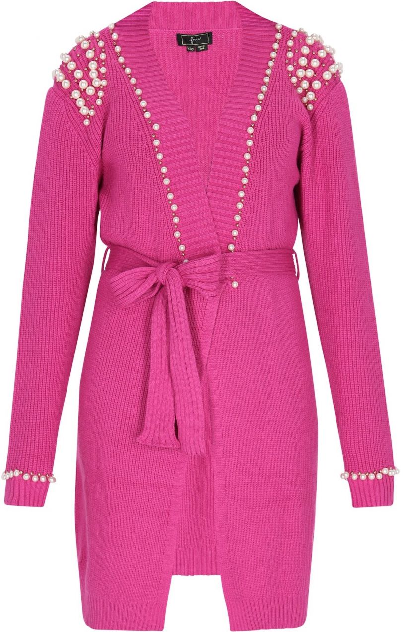 faina Kardigán  zlatá / fuksia / perlovo biela