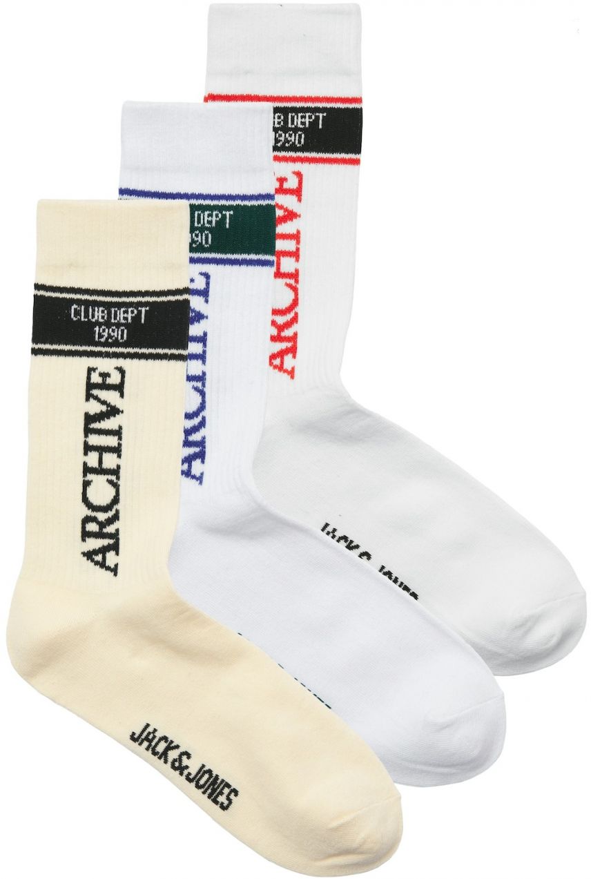 JACK & JONES Ponožky 'JACZAMORA'  krémová / modrá / červená / biela