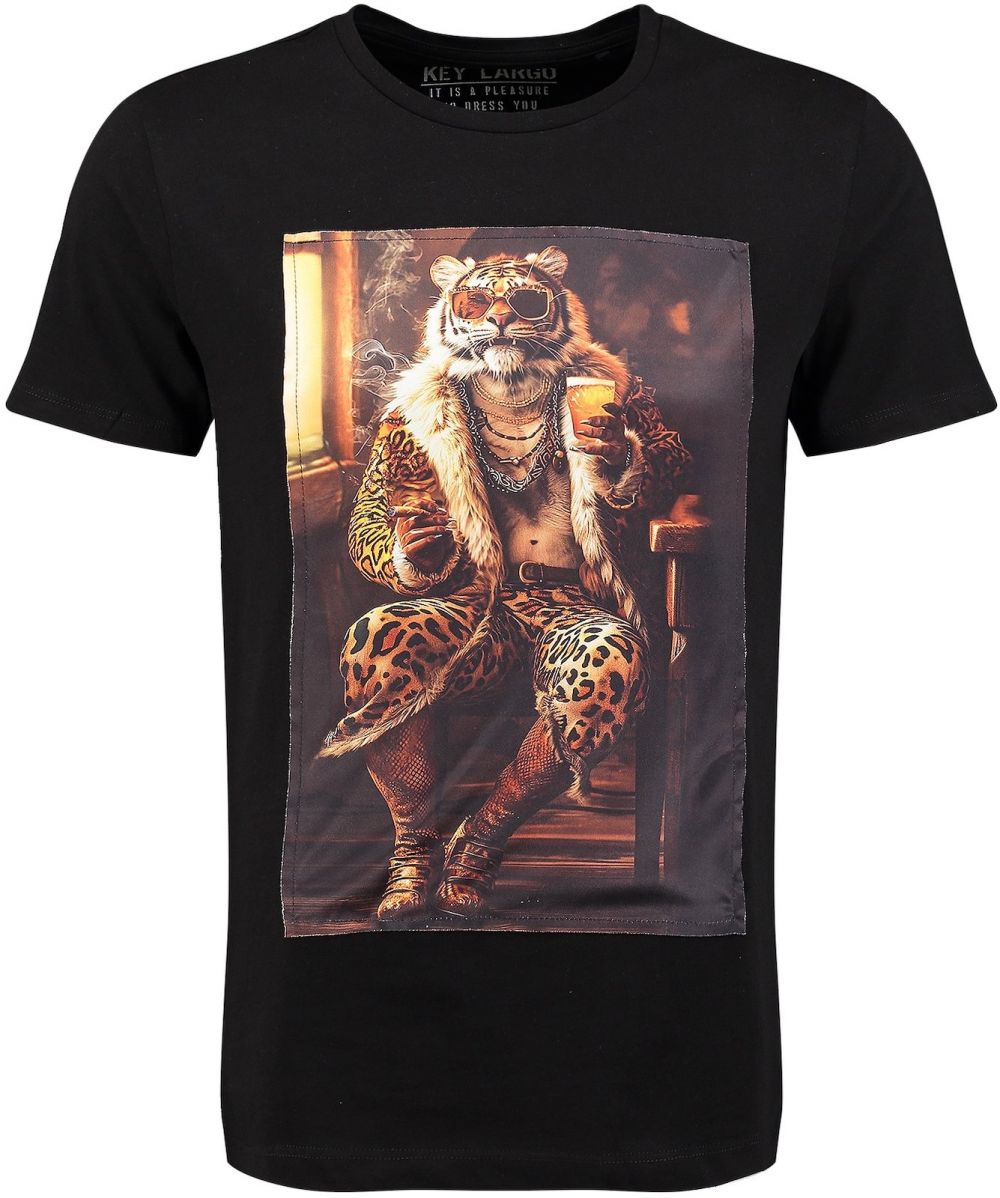 Key Largo Tričko 'Pimp Tiger'  hnedá / kapučíno / oranžová / čierna
