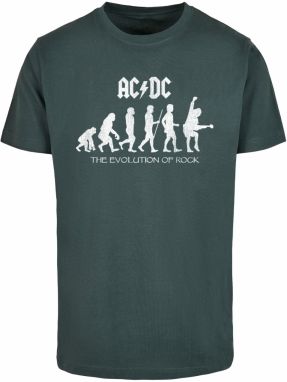 Merchcode Tričko 'ACDC - Evolution Of Rock'  tmavozelená / biela