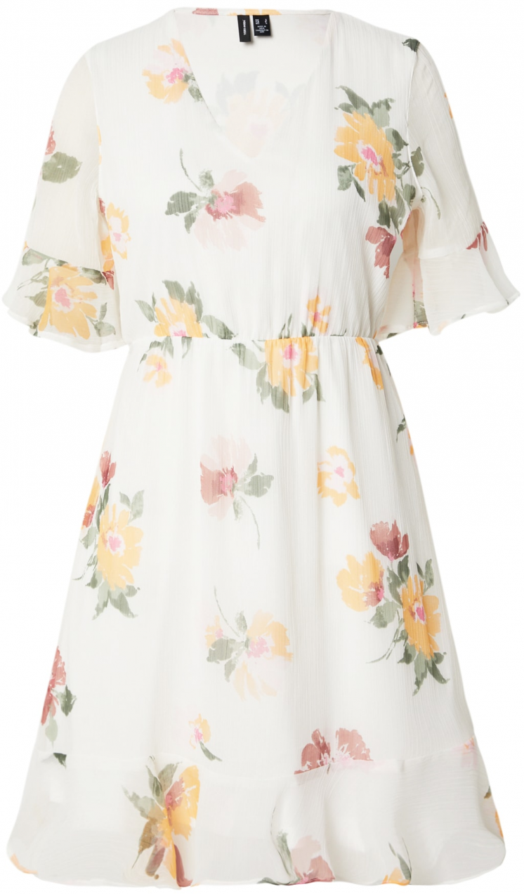 VERO MODA Letné šaty 'VMSMILLA'  zelená / oranžová / ružová / biela