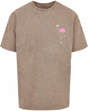 Merchcode Tričko 'Flamingo'  piesková / hnedá melírovaná / svetloružová / biela