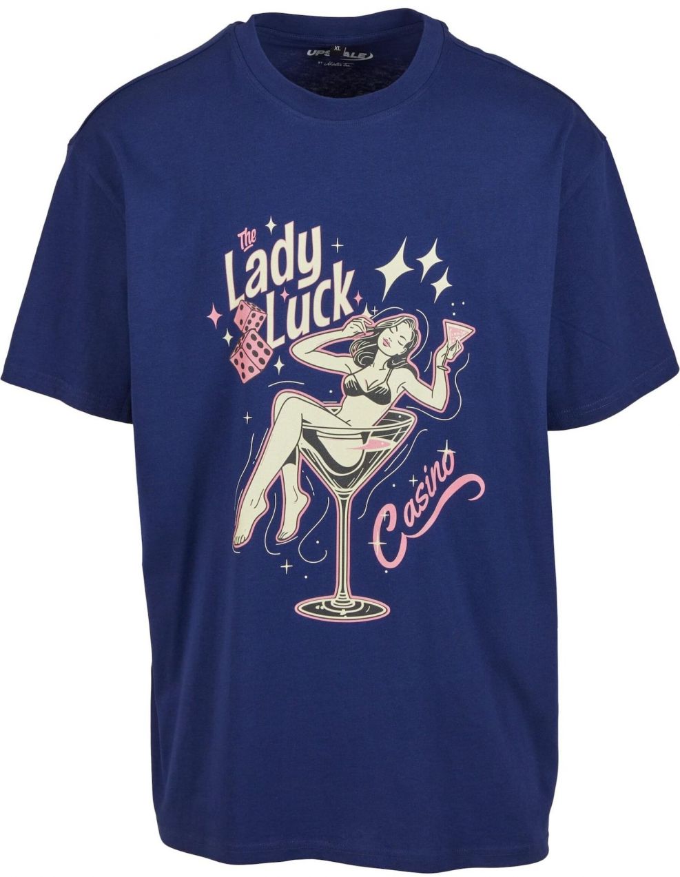 Mister Tee Tričko 'Lady Luck'  béžová / tmavomodrá / ružová / čierna