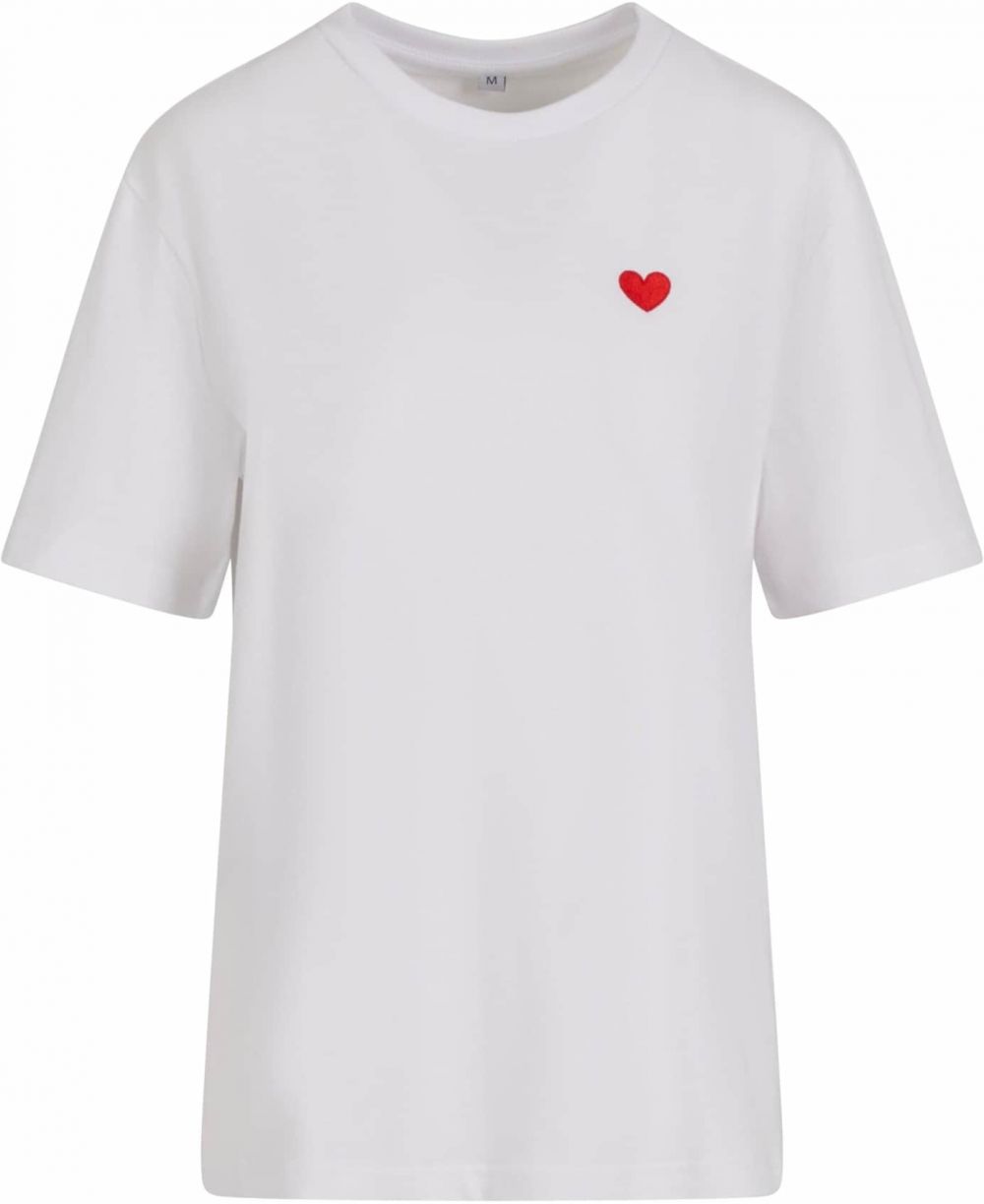 Mister Tee Tričko 'Heart Shape'  svetločervená / biela