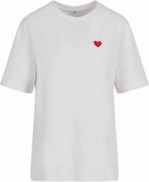 Mister Tee Tričko 'Heart Shape'  svetločervená / biela