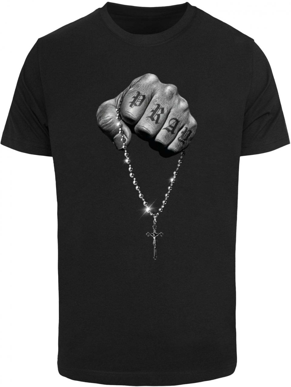Mister Tee Tričko 'Faith Meets Strength'  sivá / svetlosivá / čierna / biela