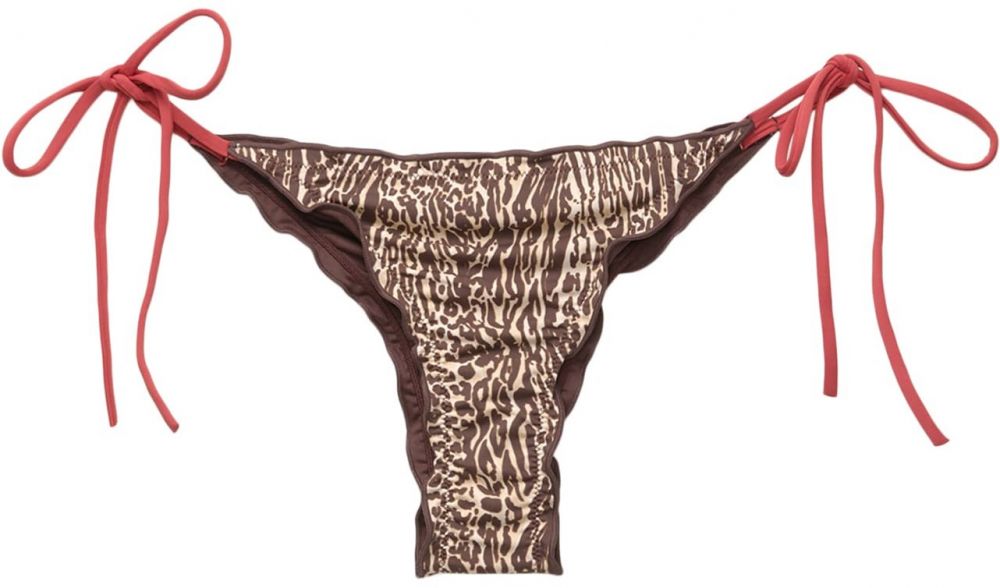 Pull&Bear Bikinové nohavičky  béžová / tmavohnedá / červená