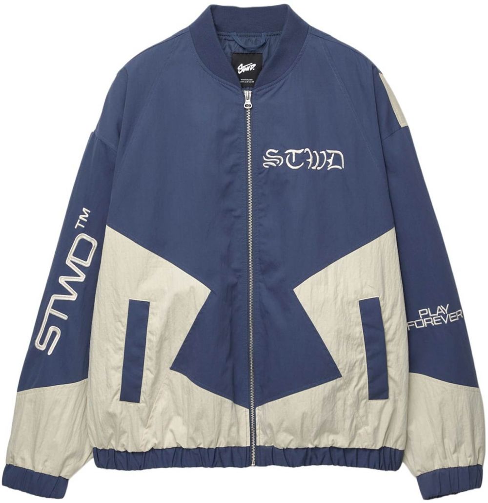 Pull&Bear Prechodná bunda  modrá / biela