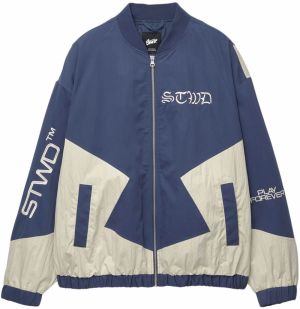 Pull&Bear Prechodná bunda  modrá / biela