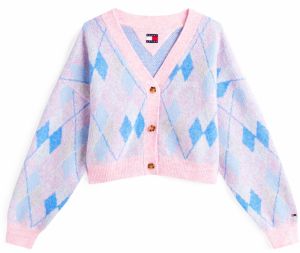 Tommy Jeans Kardigán  modrá / ružová