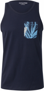 JACK & JONES Tričko 'JJHAWAII'  tmavomodrá / azúrová / biela