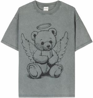 Bershka Tričko  sivá / čierna