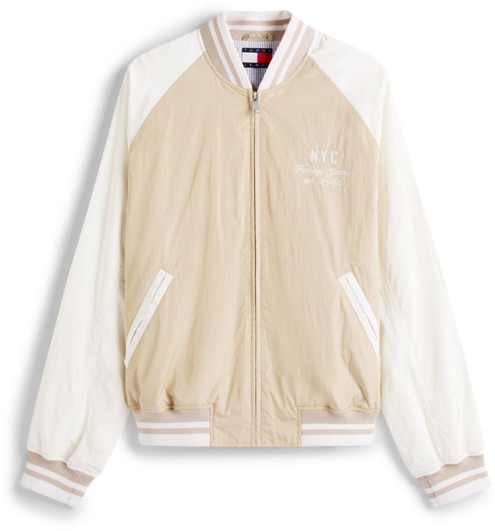Tommy Jeans Prechodná bunda  kaki / čierna / šedobiela