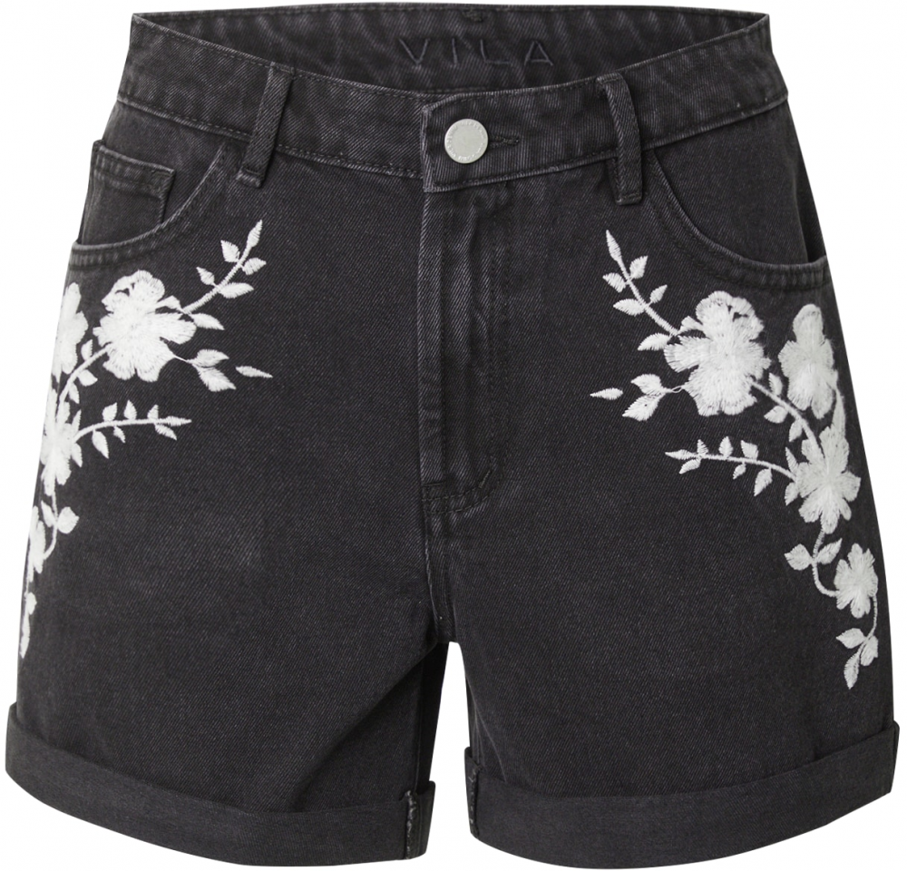 VILA Džínsy 'VIWOODY'  čierny denim / biela
