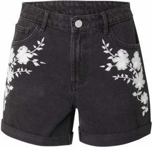 VILA Džínsy 'VIWOODY'  čierny denim / biela
