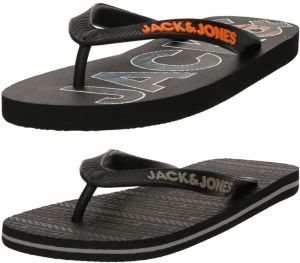 JACK & JONES Žabky  sivá / antracitová / tmavooranžová / čierna