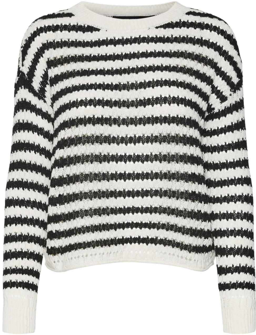 VERO MODA Sveter 'SPRING'  čierna / biela ako vlna