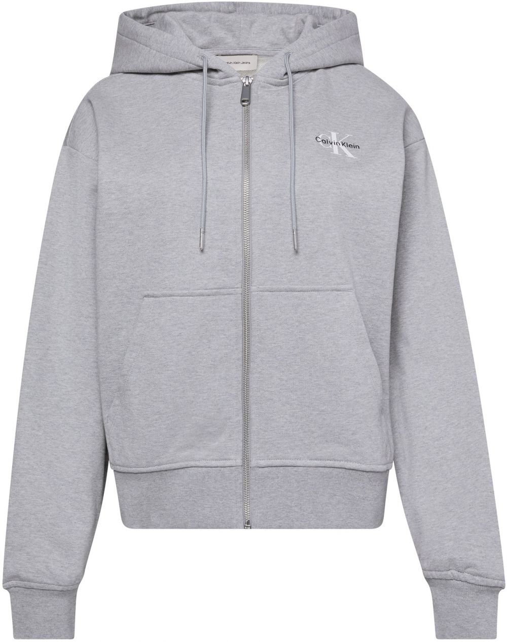 Calvin Klein Jeans Tepláková bunda  sivá melírovaná / čierna / biela