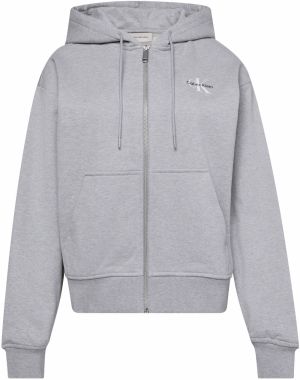 Calvin Klein Jeans Tepláková bunda  sivá melírovaná / čierna / biela