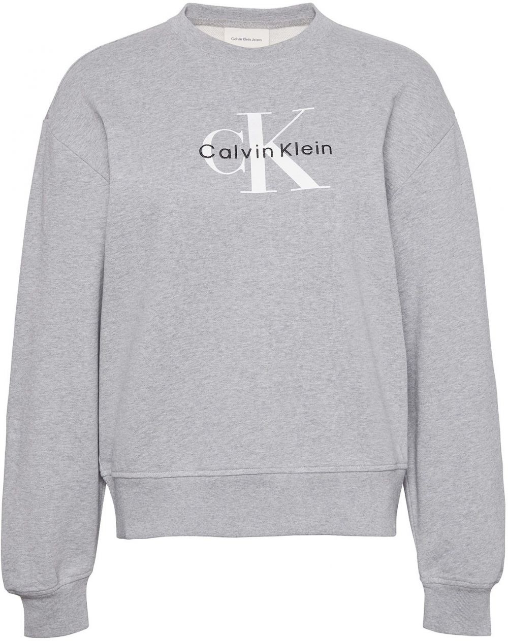 Calvin Klein Jeans Mikina  sivá melírovaná / čierna / biela