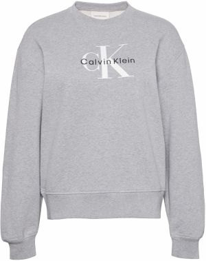 Calvin Klein Jeans Mikina  sivá melírovaná / čierna / biela