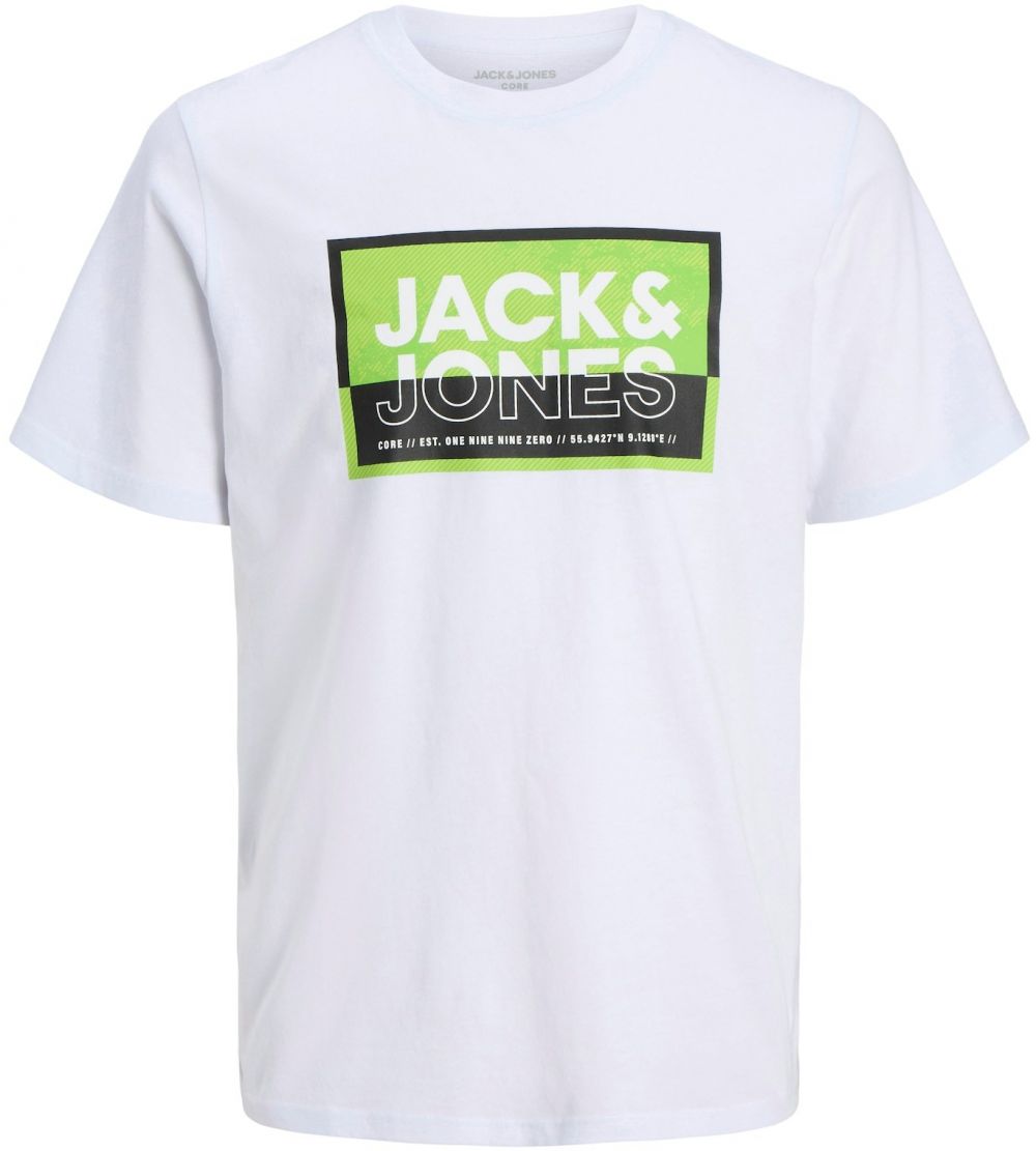 JACK & JONES Tričko 'JCOLogan'  svetlozelená / čierna / biela