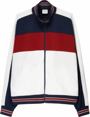 Bershka Tepláková bunda  námornícka modrá / krvavo červená / šedobiela