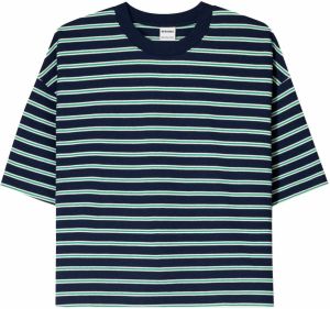 Bershka Tričko  námornícka modrá / zelená / biela