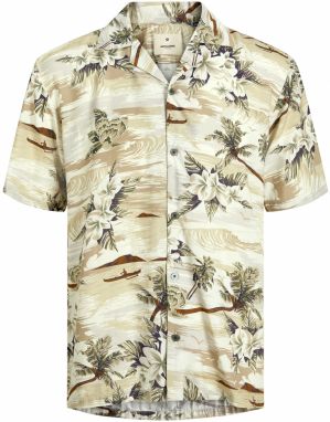 JACK & JONES Košeľa  námornícka modrá / olivová / tmavozelená / šedobiela